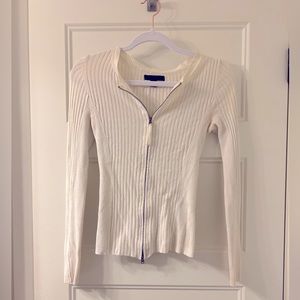 Express White Cardigan with Zipper
